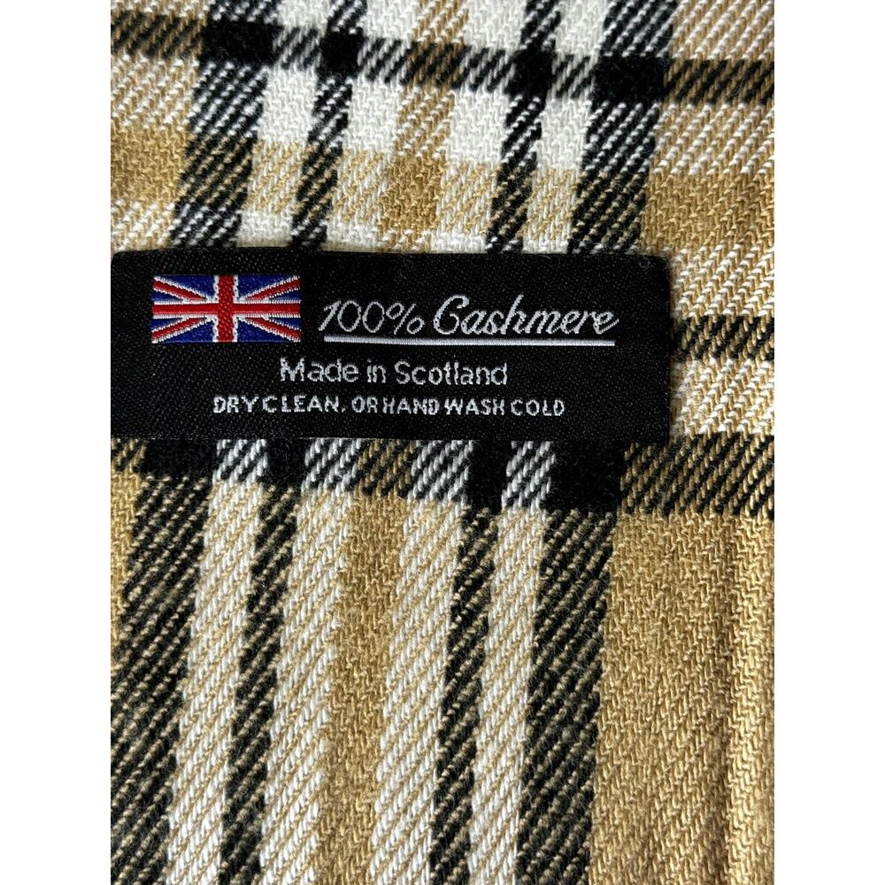 100 Cashmere Scarf Check Plaid (Made in Scotland) 72" Long - Picture 2 of 4